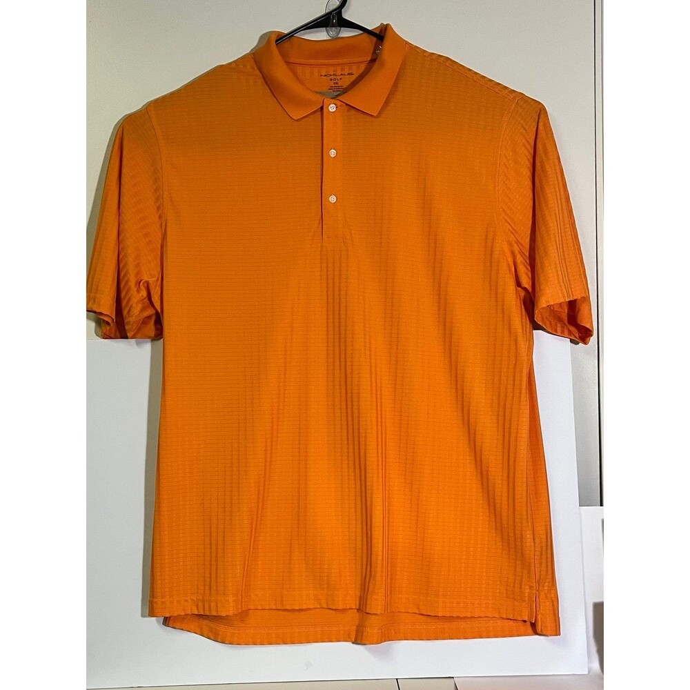 Nicklaus Golf Mens Shirt XXL Orange Stripes and Embroidered Name on Back